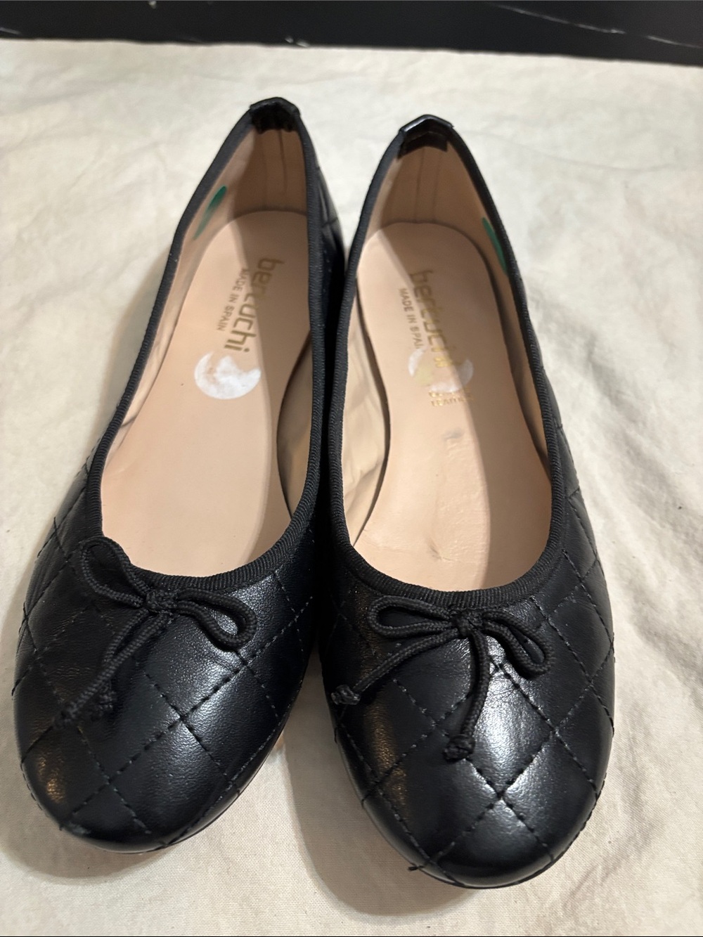 Beacht Quilted Black Ballet Flats with Bow